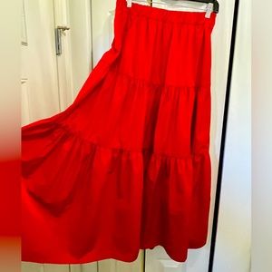 Zara woman red tiered taffeta skirt